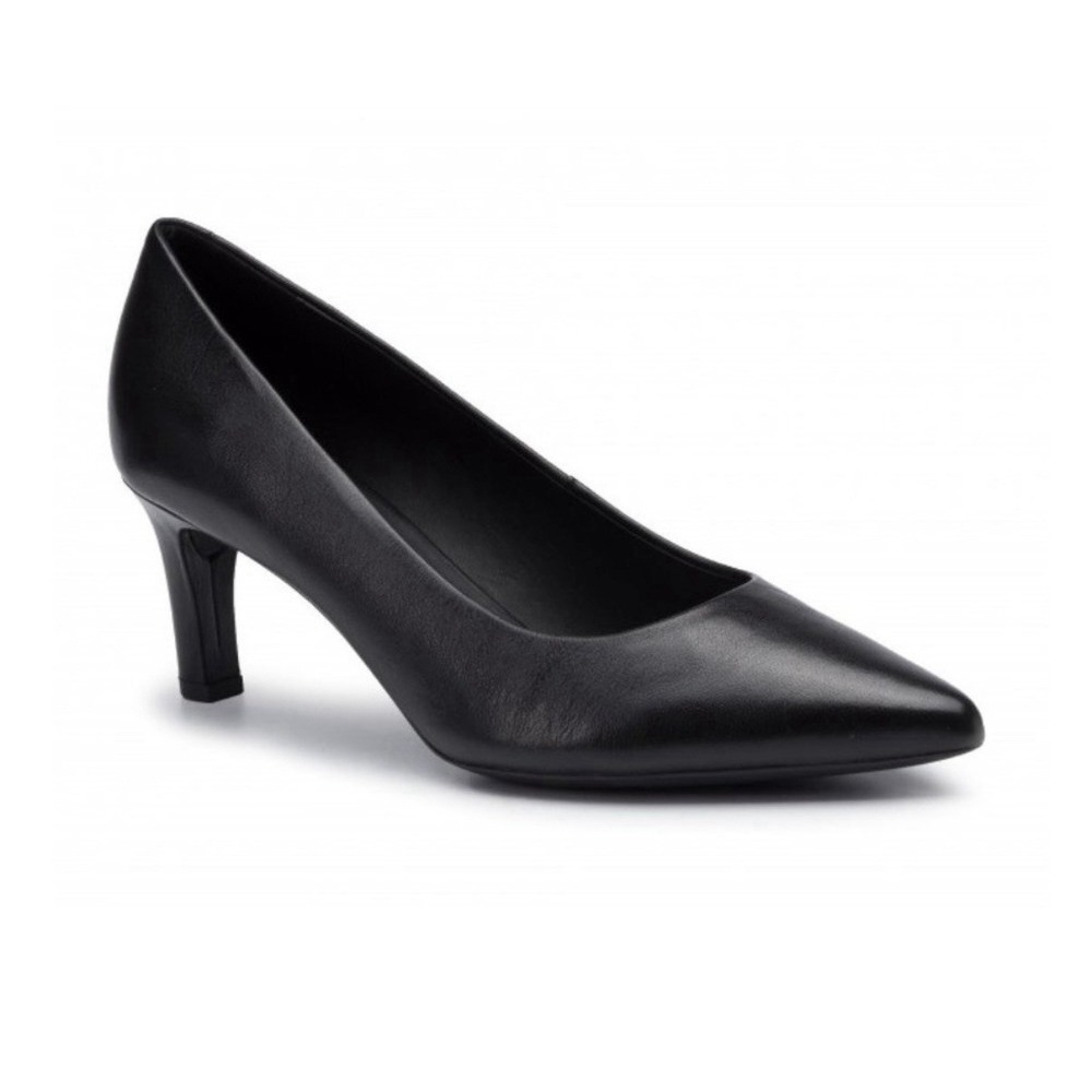 Geox Women's Bibbiana Leather Pump‎ black heels size 38 Round Closed Toe